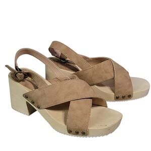 Seven Dials Marina Light Brown Platform Slingback Sandals Womens Size 7.5